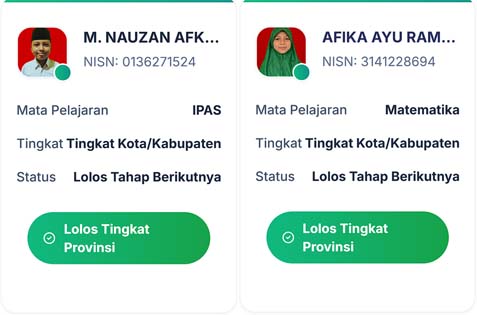Dua Siswa MIN 2 Tanjung Jabung Barat Melaju ke Provinsi di OMI 2025