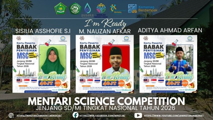 Tiga Siswa MIN 2 Tanjung Jabung Barat Ikuti MSC Nasional 2026